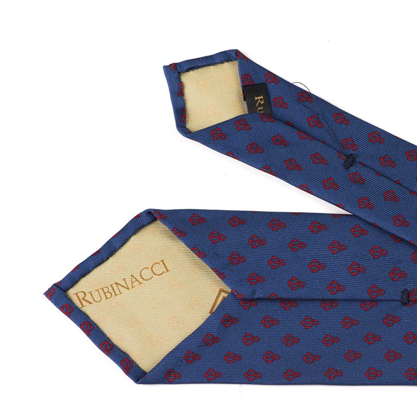 Rubinacci - Silk Twill Tie With Red Anchor Print Rubinacci
