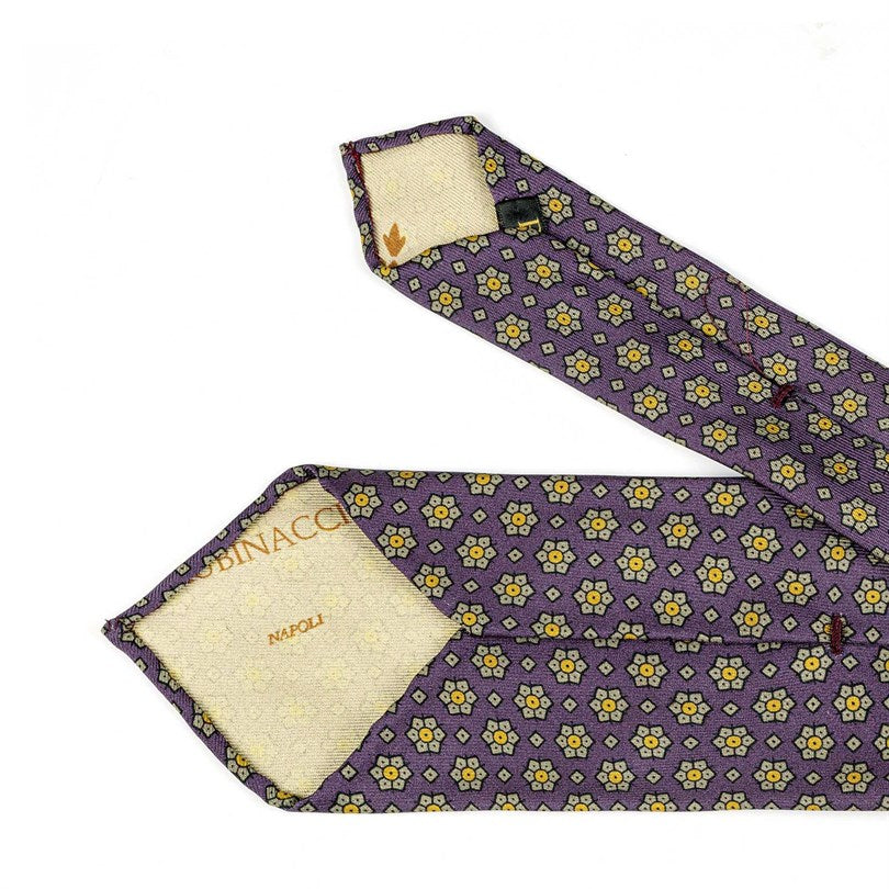 Rubinacci – Wine Silk Twill Tie With Floral Print Rubinacci