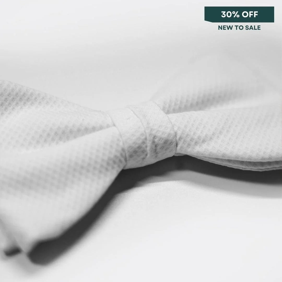 Benson & Clegg - White Piquet Cotton Ready Tied Bow Tie