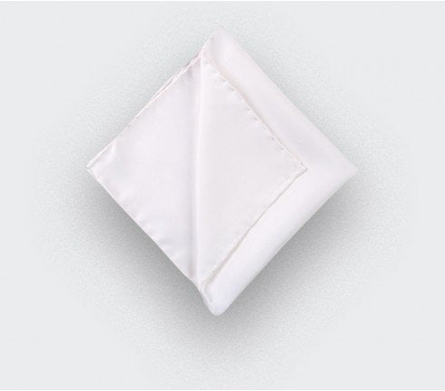 Cinabre - White Twill Silk Pocket Square
