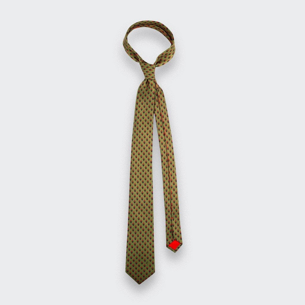 Cinabre - Olive Green Grand Pan Tie Cinabre