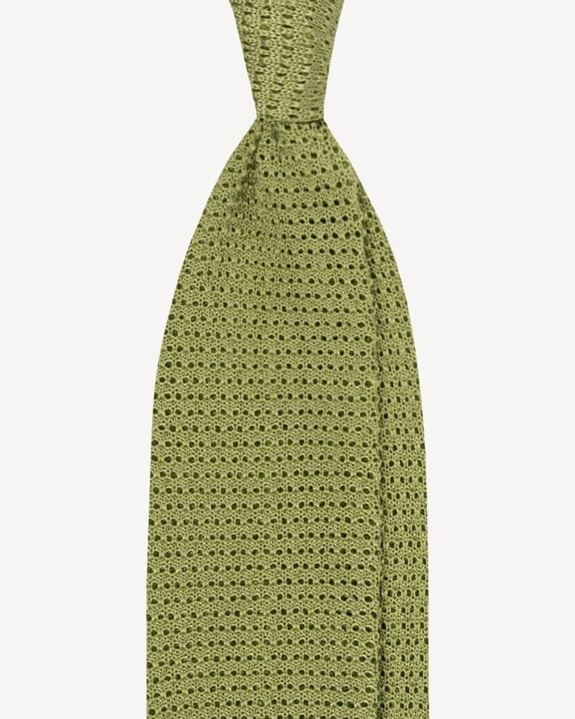 Viola Milano - Knitted Solid V-end Silk Tie - Pistachio Viola Milano
