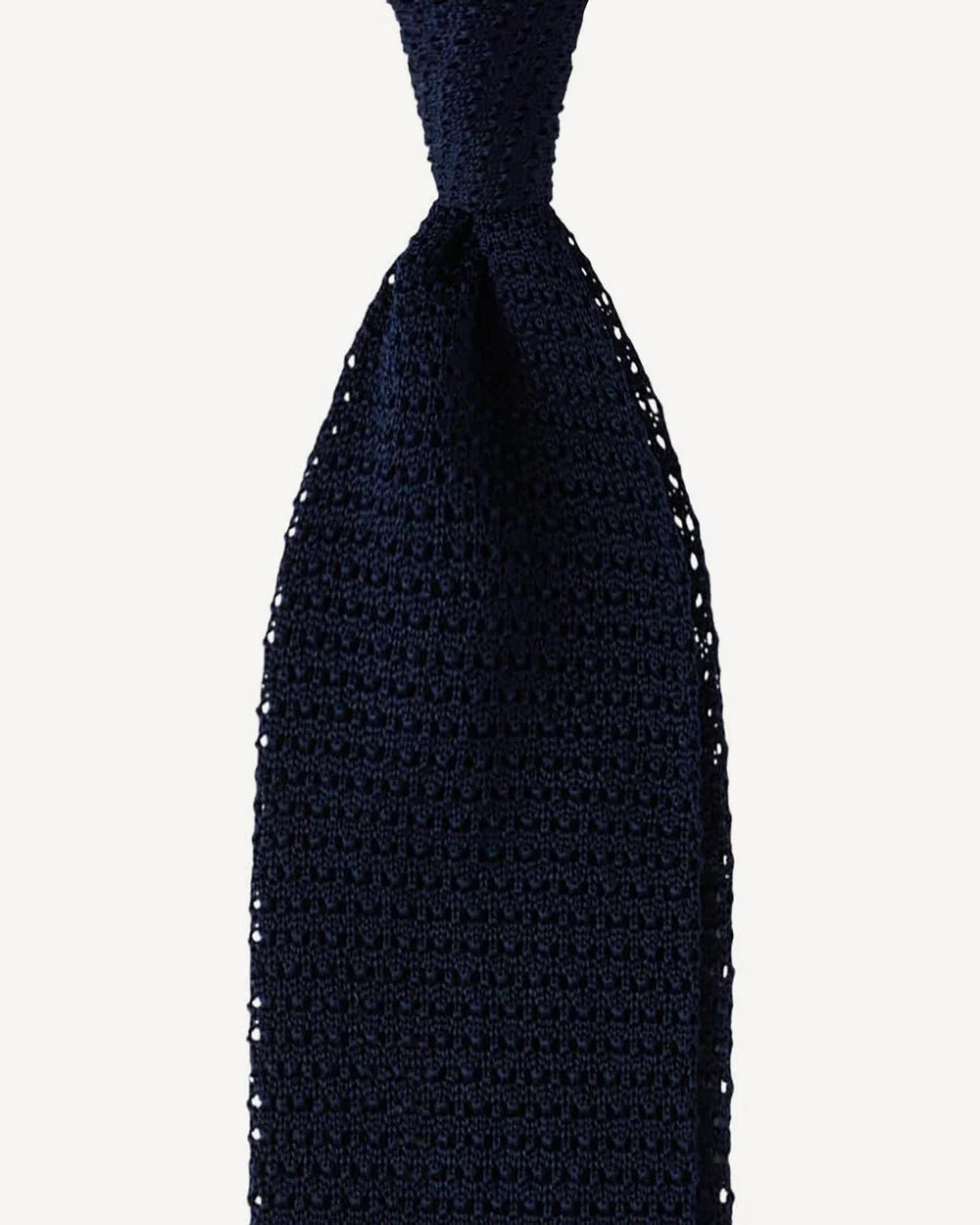 Viola Milano - Knitted Solid V-end Silk Tie - Navy