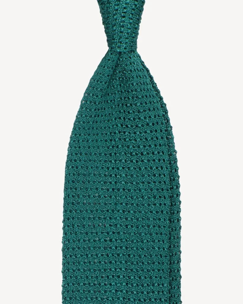 Viola Milano - Knitted Solid V-end Silk Tie - Fall Green