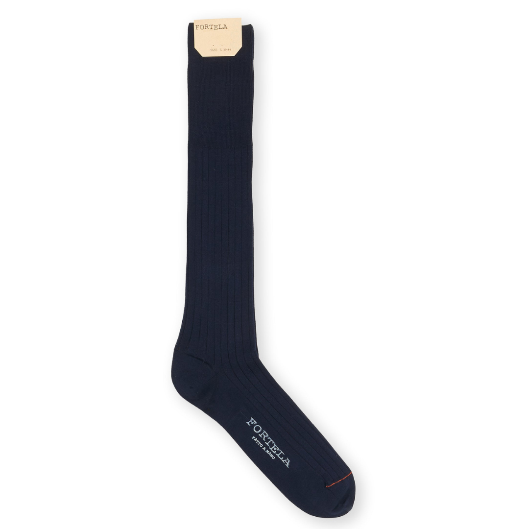 Fortela - Knee-Length Socks: Scottish Yarn M81 Navy
