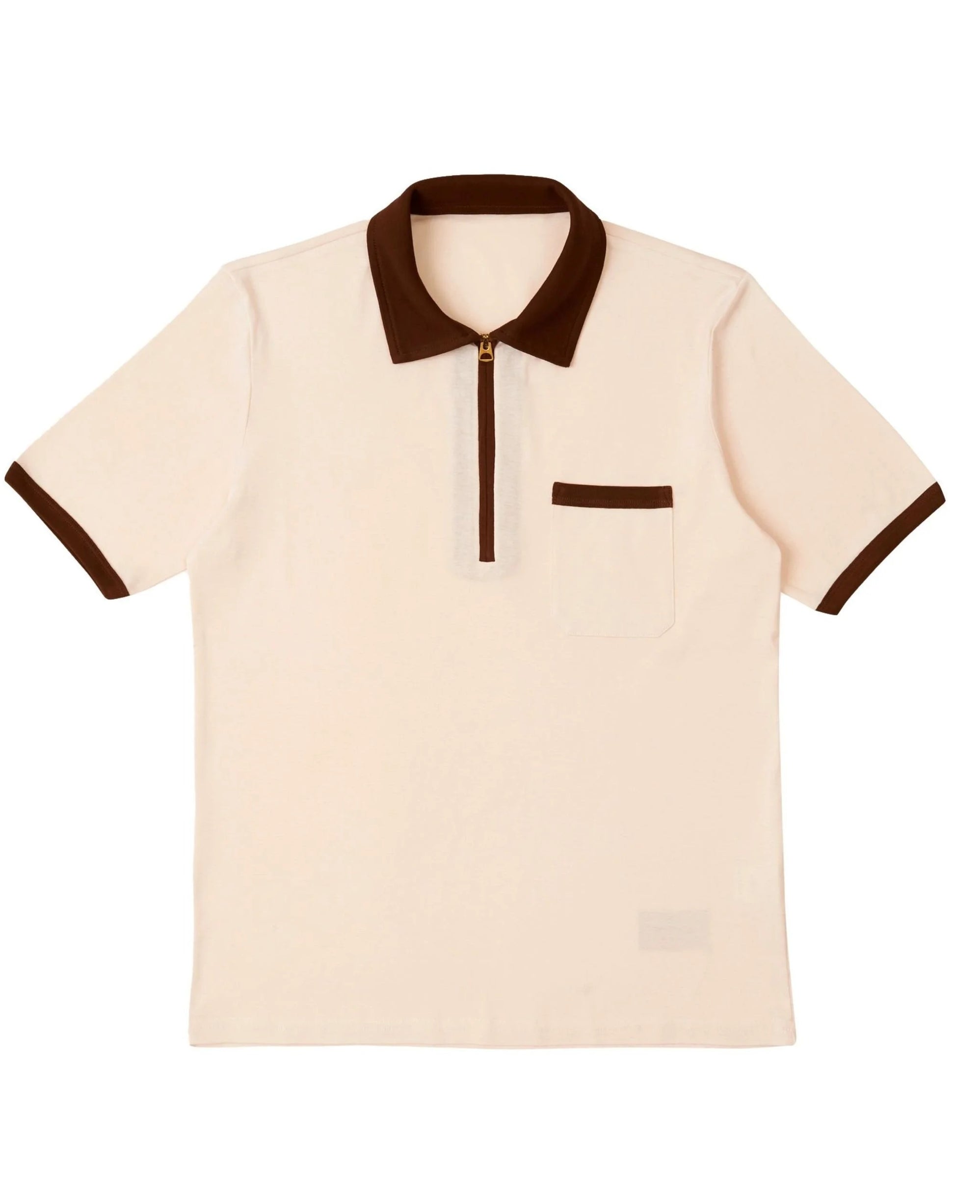 Fortela - Quarter Zip Sweatshirt - Beige (Brown Contrast)