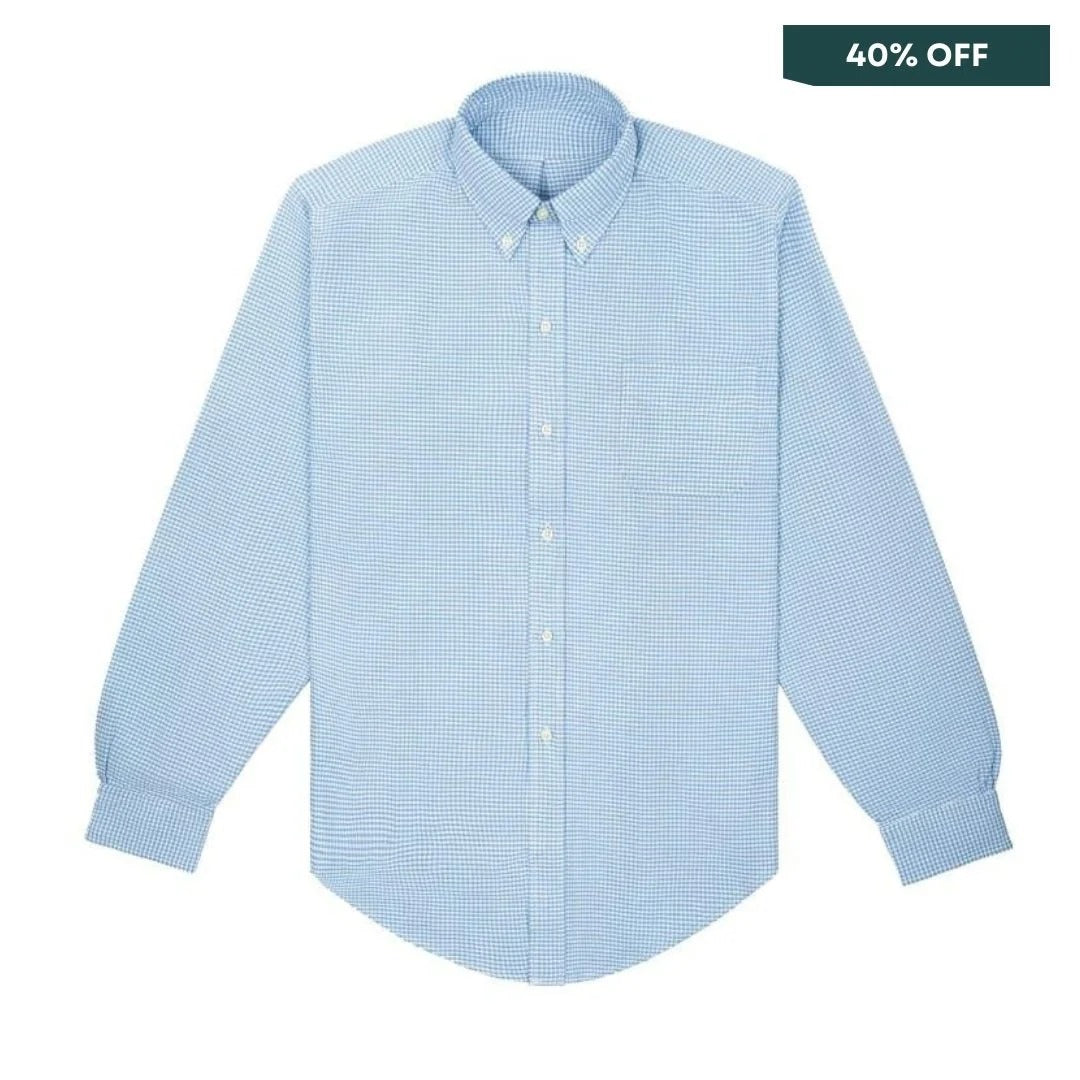 Fortela - King CK 1 Dress Shirt - L. Blue Checkered (Size L)
