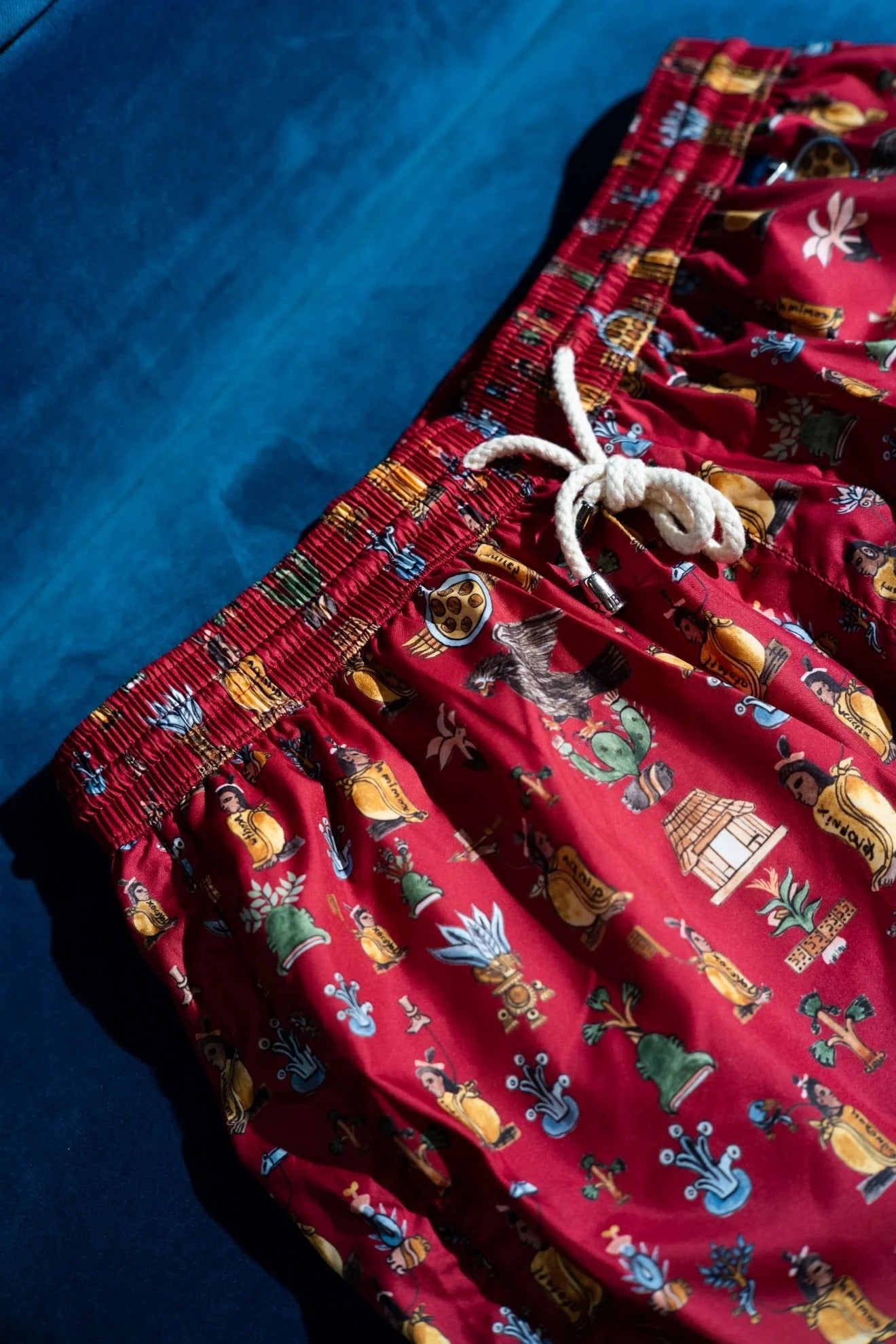 Rubinacci - Red Indian Print Swim Trunks