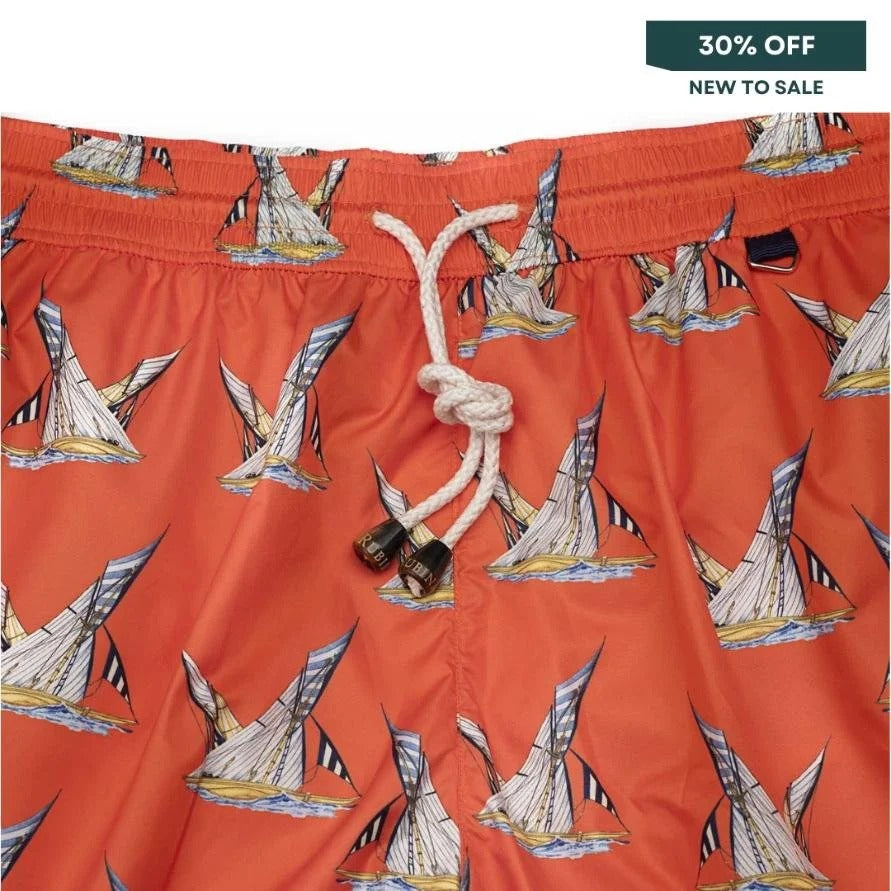 Rubinacci - Orange Match Race Swim Trunks