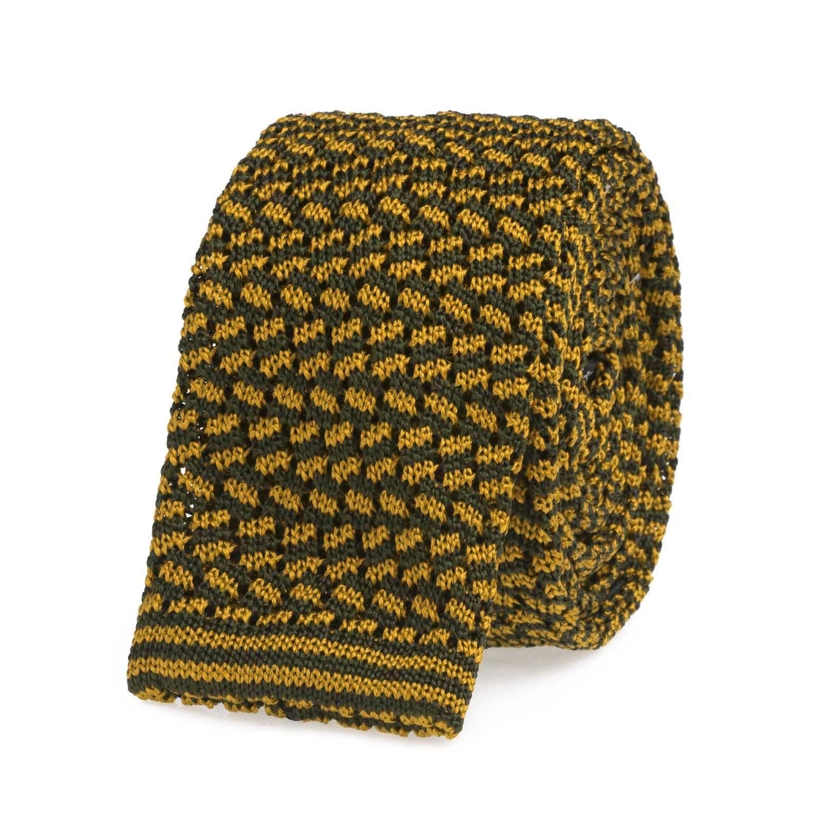 Rubinacci - Green and Gold Knitted Silk Tie