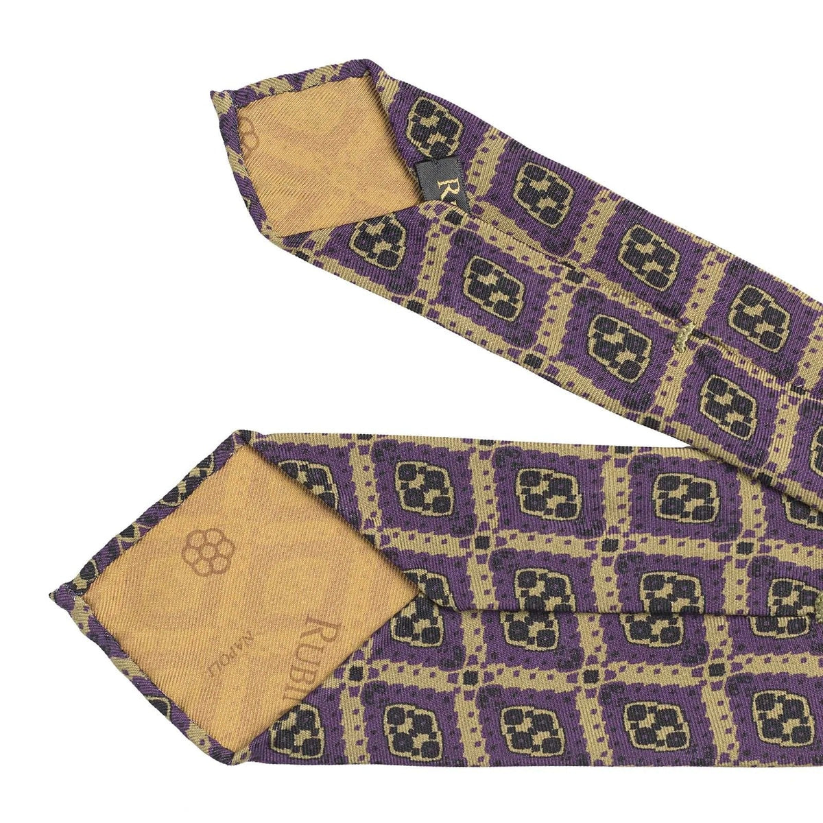 Rubinacci - Silk Twill Violet Tie with Geometric Print Rubinacci