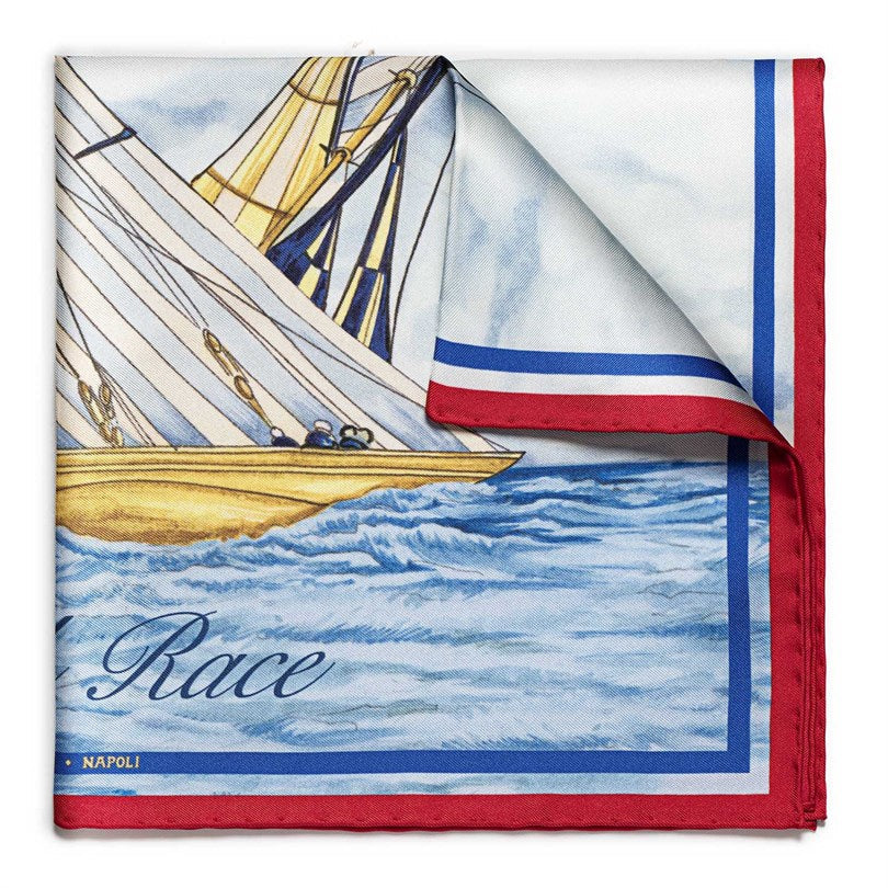 Rubinacci - Match Race American Magic Team Bluette Pocket Square Rubinacci
