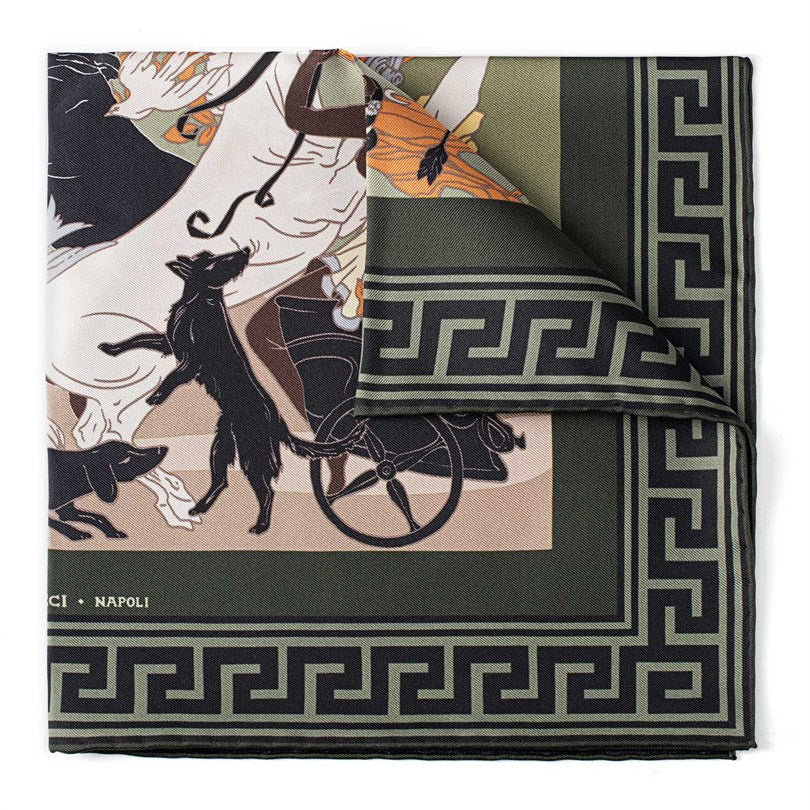 Rubinacci - Artemide and Apollo Green Pocket Square Rubinacci