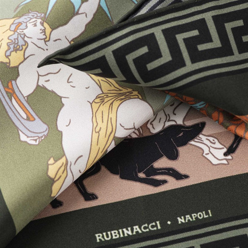Rubinacci - Artemide and Apollo Green Pocket Square Rubinacci