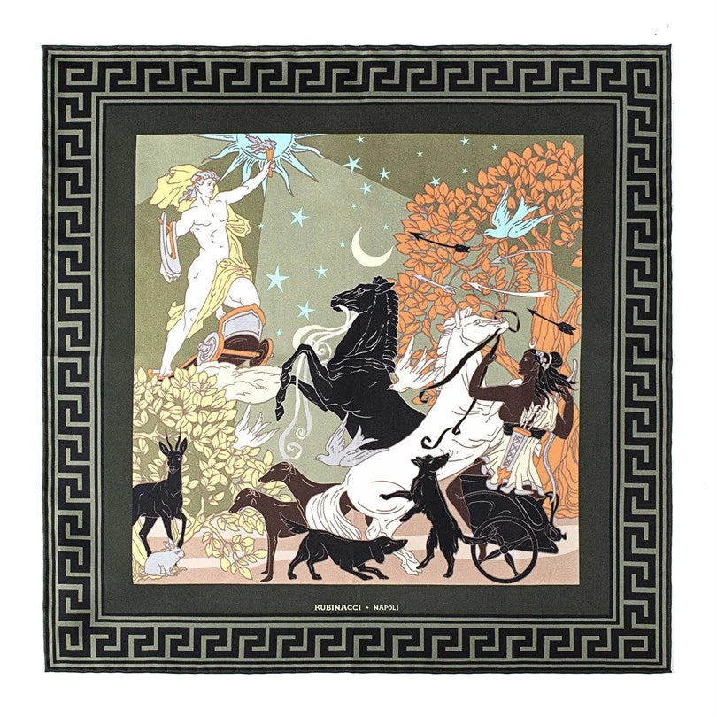 Rubinacci - Artemide and Apollo Green Pocket Square