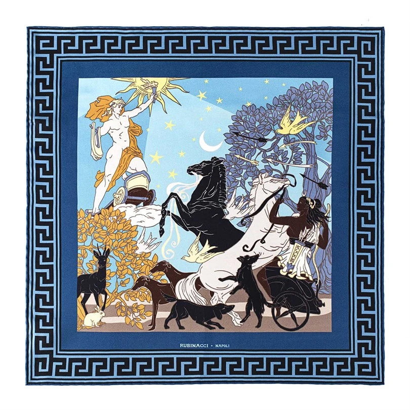 Rubinacci - Indigo Artemide and Apollo Pocket Square