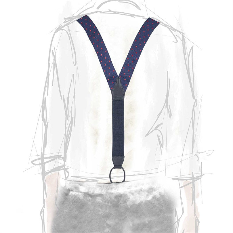 Rubinacci - Blue Polka Dot Braces Red