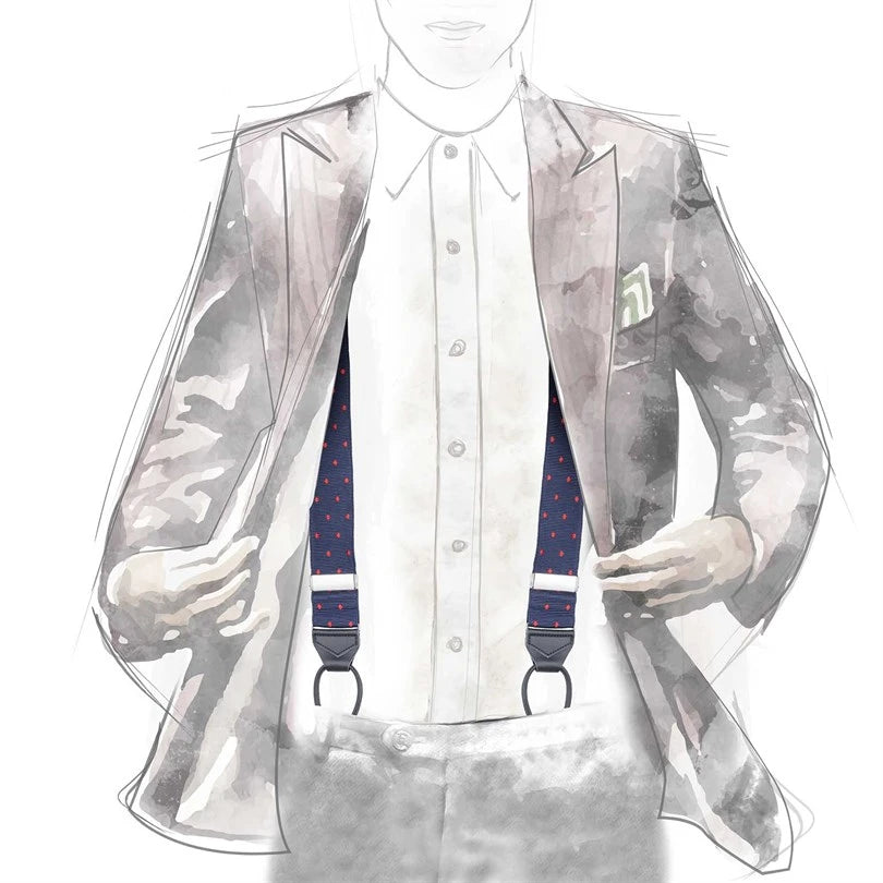 Rubinacci - Blue Polka Dot Braces Red