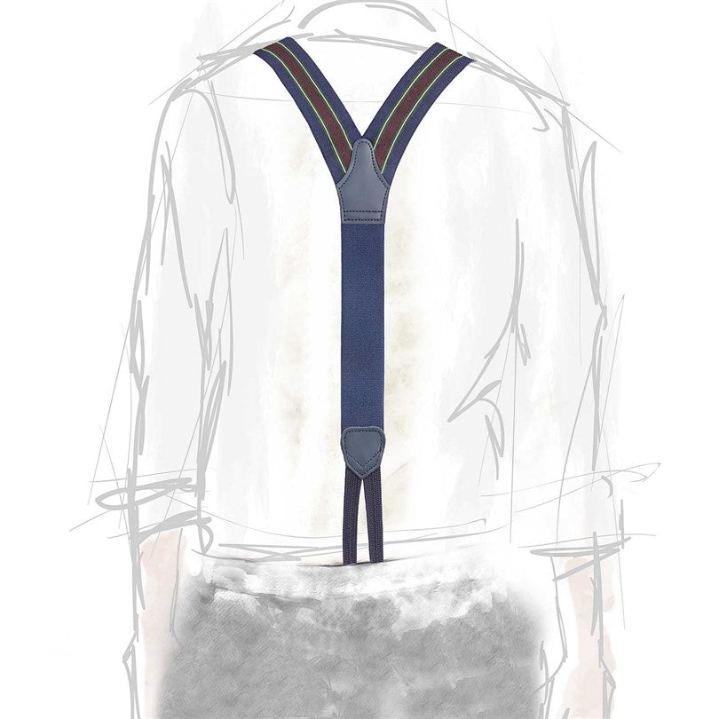 Rubinacci - Blue / Green and Wine Striped Braces