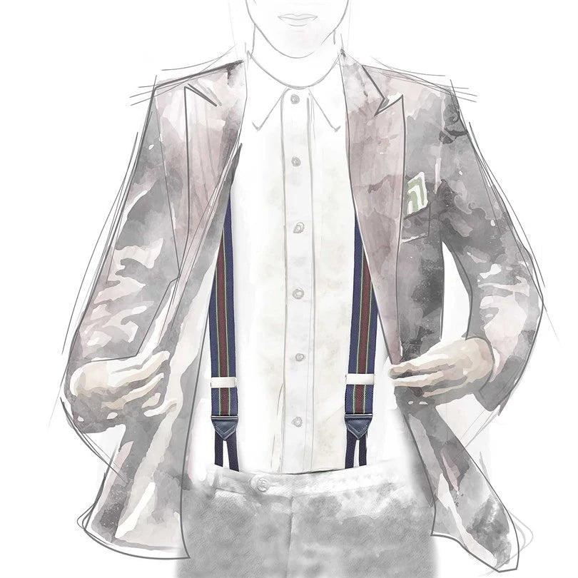 Rubinacci - Blue / Green and Wine Striped Braces