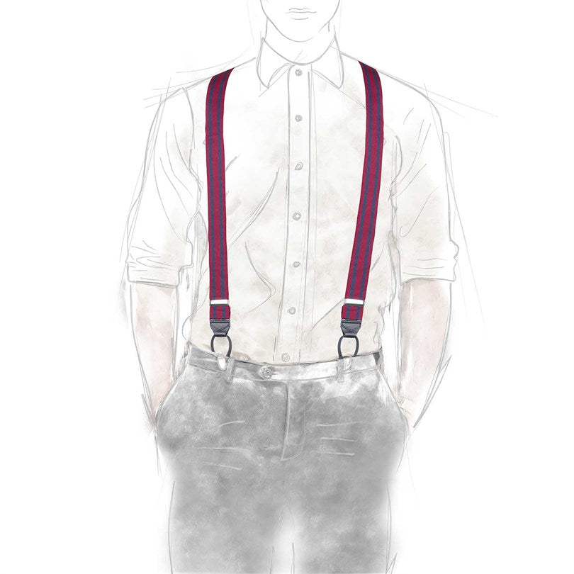 Rubinacci - Blue and Burgundy Striped Braces Rubinacci