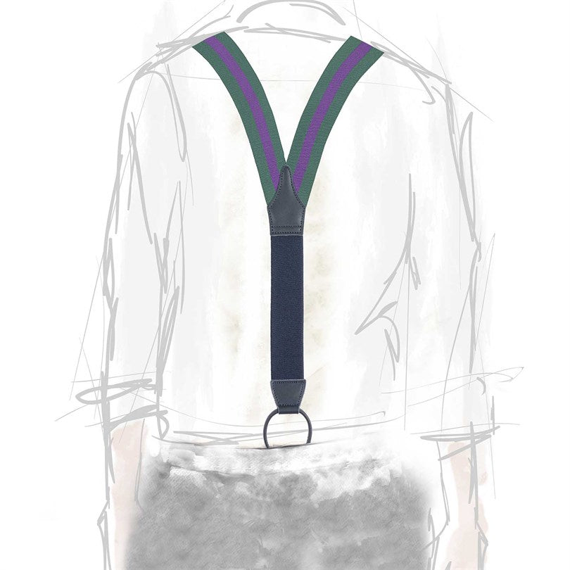 Rubinacci - Purple and Green Striped Braces