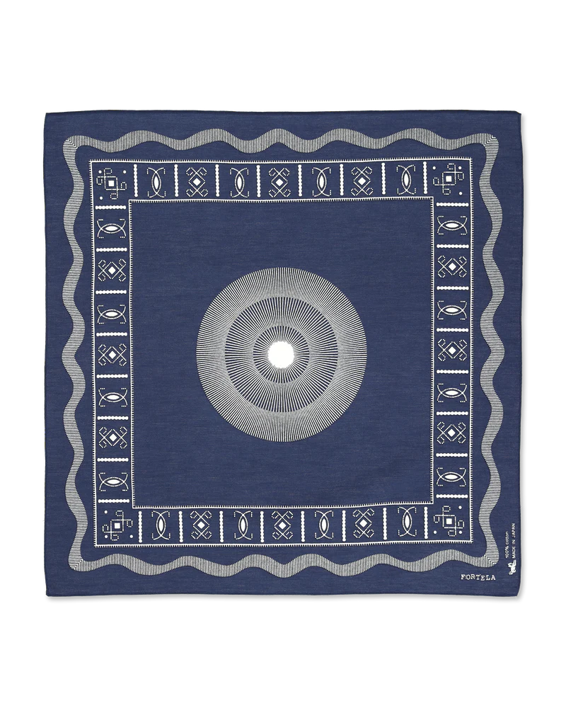 Fortela - Bandana Printed Circle Cotton Bandana - Blue