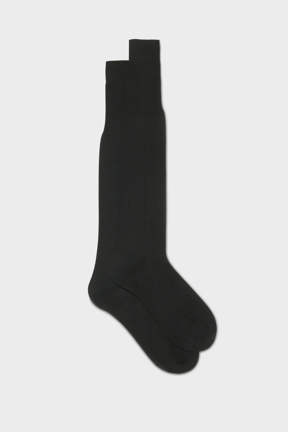 Bresciani - Knee Length Socks - Lorenzo 100% Cotton Socks | Antracite (004) - Charcoal Bresciani