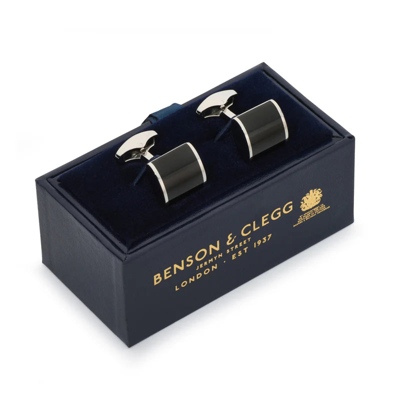 Benson & Clegg - Neo Onyx Cufflinks In Silver