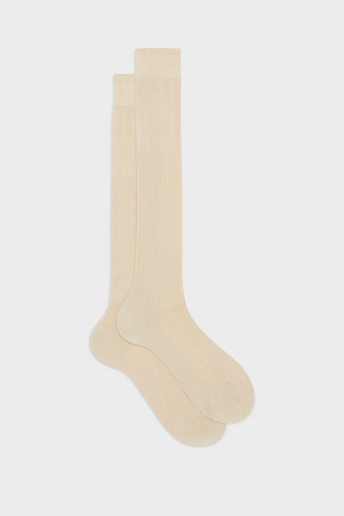 Bresciani - Calf Length Socks - Cesare 100% Cotton Socks | Naturale (038) - Cream Bresciani