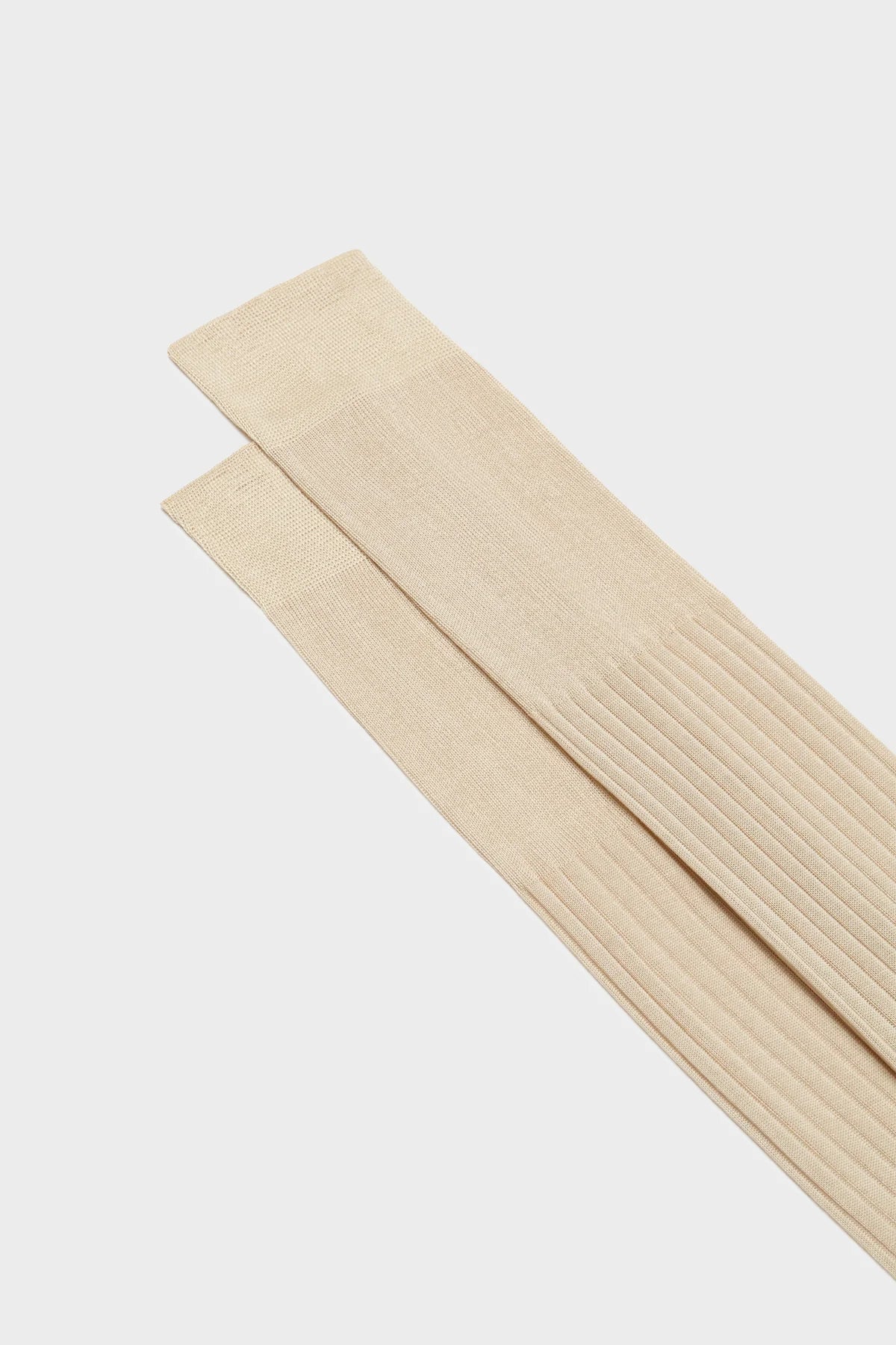 Bresciani - Calf Length Socks - Cesare 100% Cotton Socks | Naturale (038) - Cream Bresciani