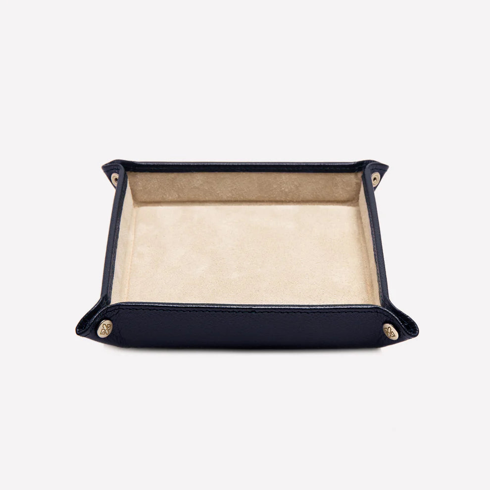 Ettinger - Capra Ecru Square Valet Tray - Marine Blue Ettinger