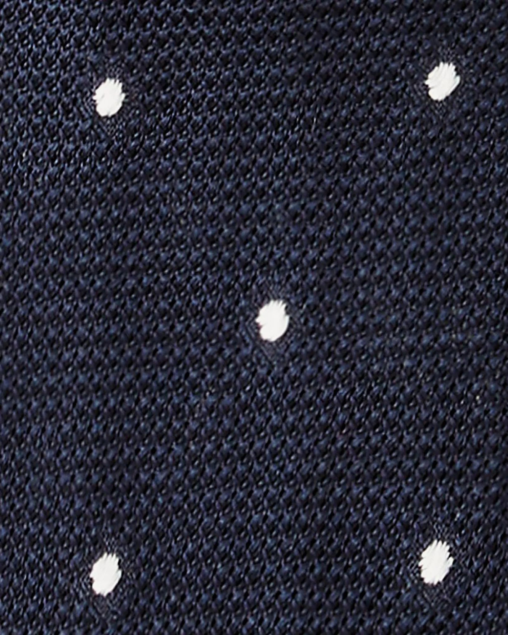 Viola Milano - Classic Polka Dot 3-Fold Grenadine Tie - Navy/White