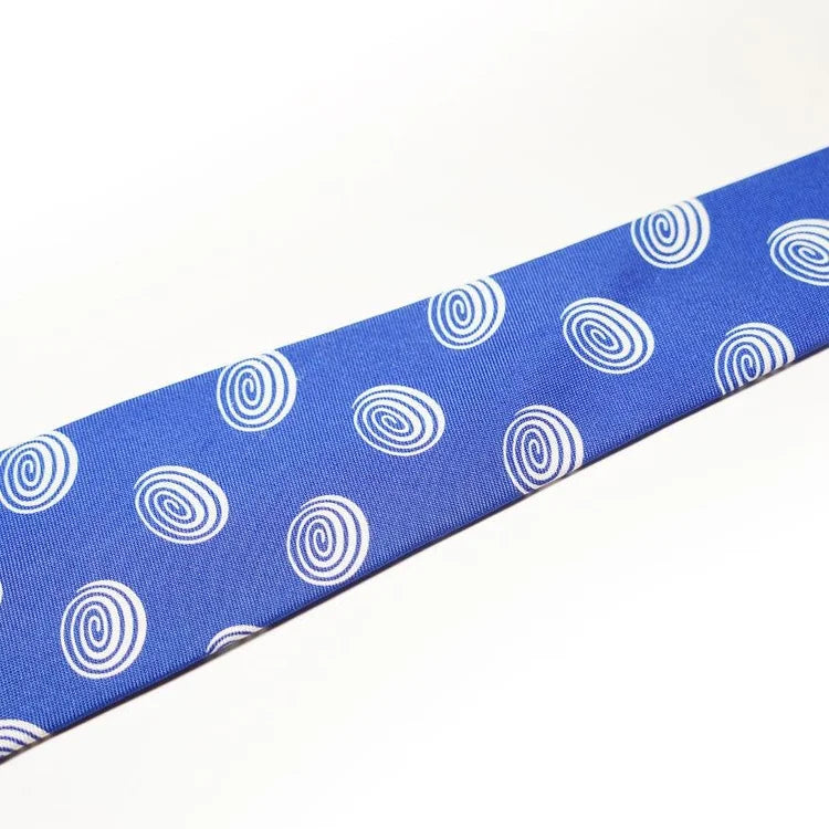 Cifonelli - Royal Blue Silk Tie with White Spirals