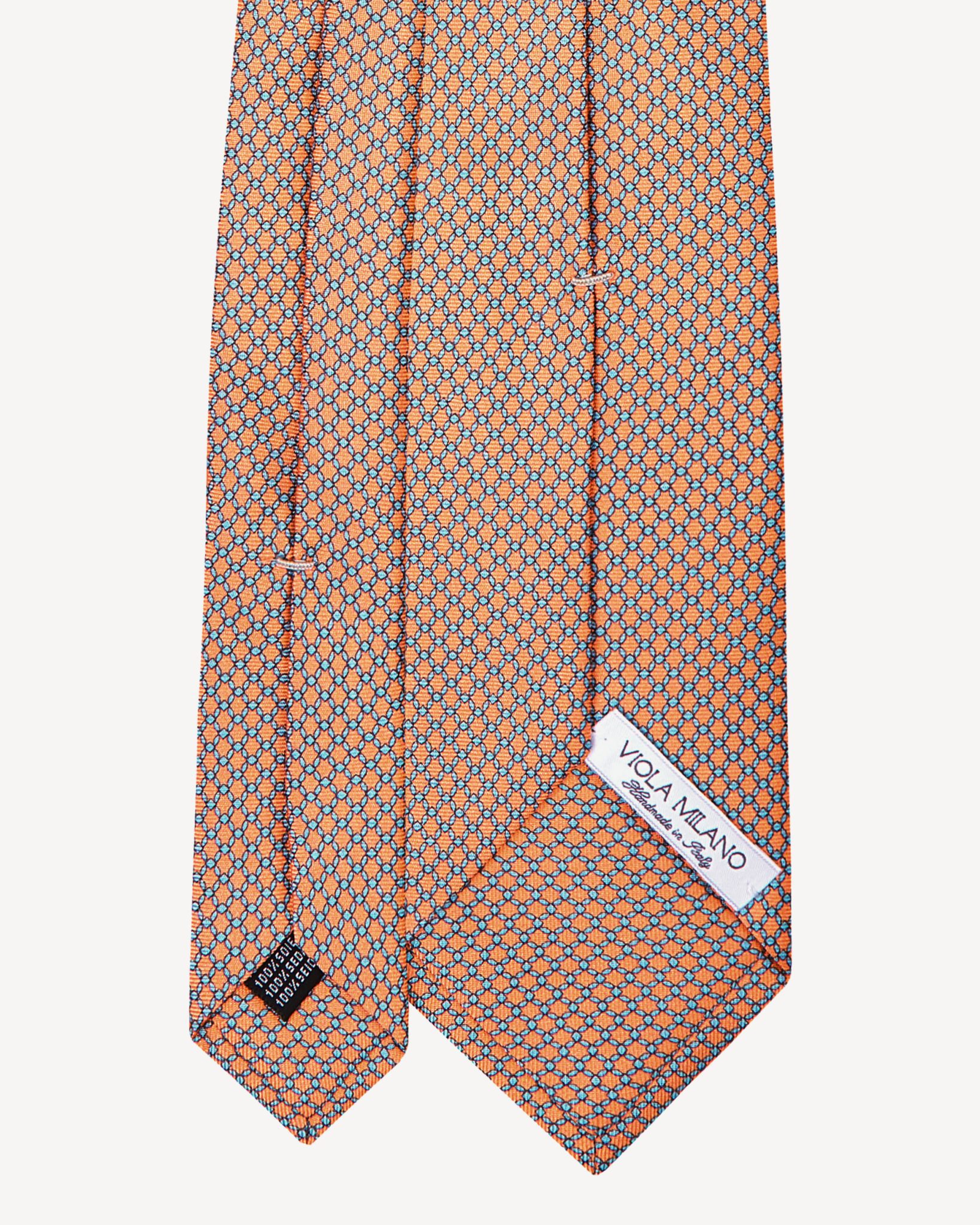Viola Milano - Diamond Chain SELFTIPPED SILK TIE - CORAL