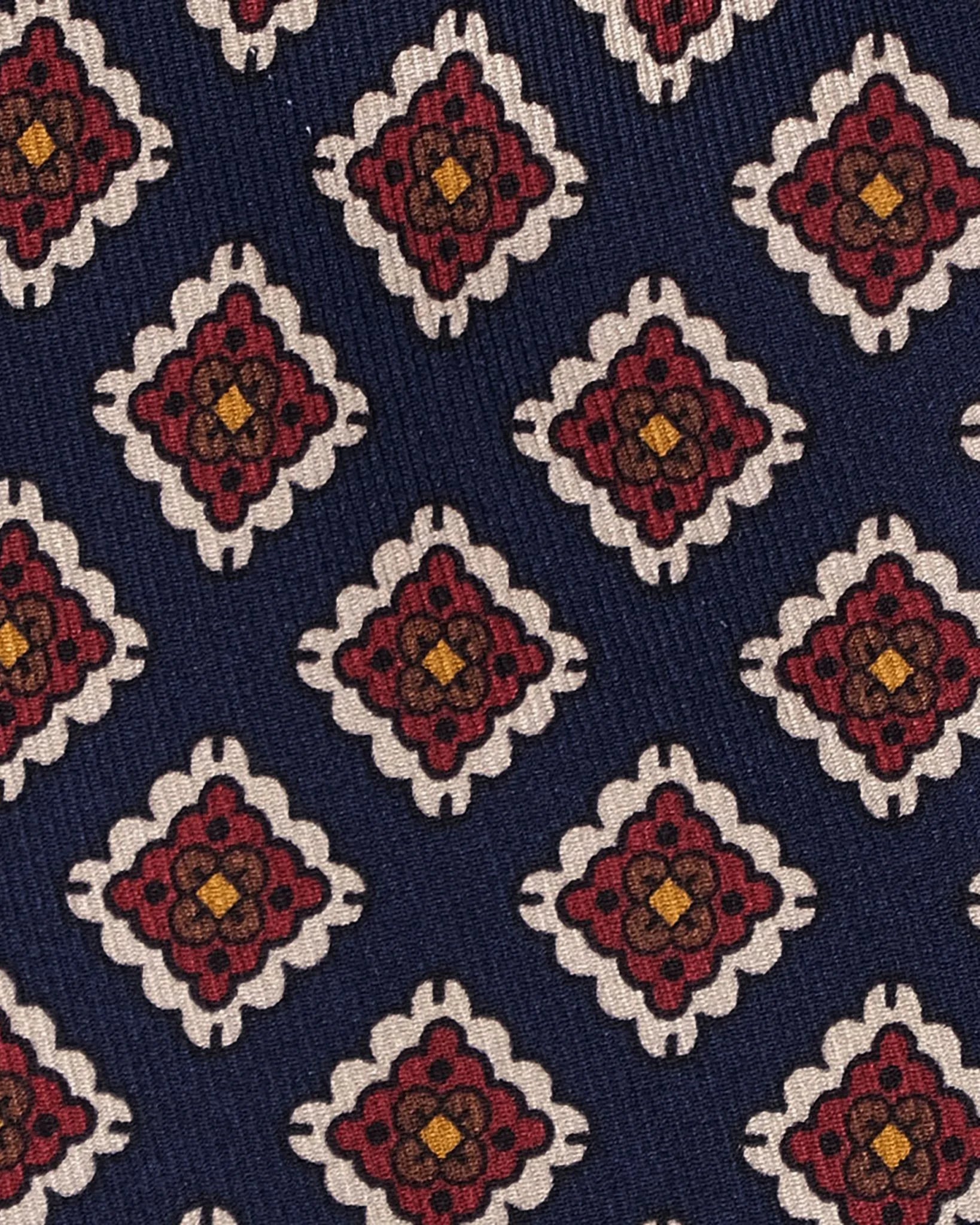 Viola Milano - Diamond Floral SELFTIPPED SILK TIE - Navy