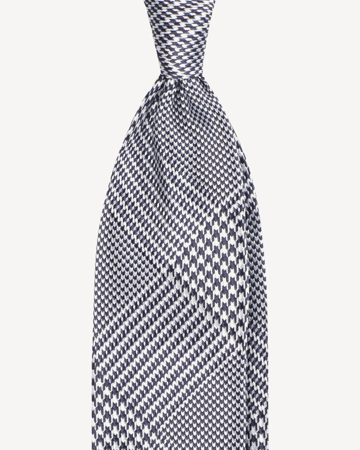 Viola Milano - Prince of Wales Handrolled Woven Silk Jacquard Tie - Navy Mix Viola Milano