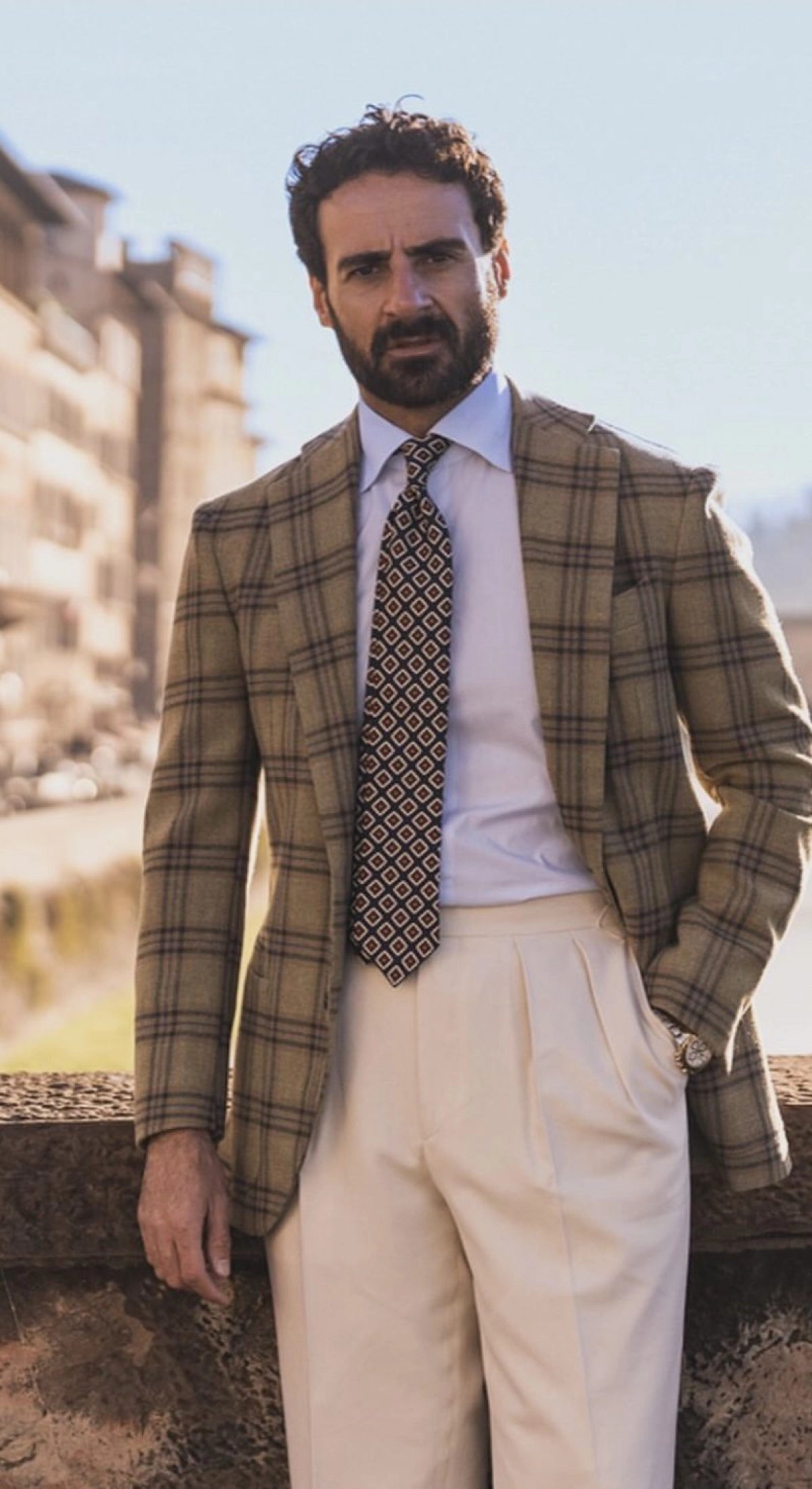 Viola Milano - Diamond Floral SELFTIPPED SILK TIE - Navy