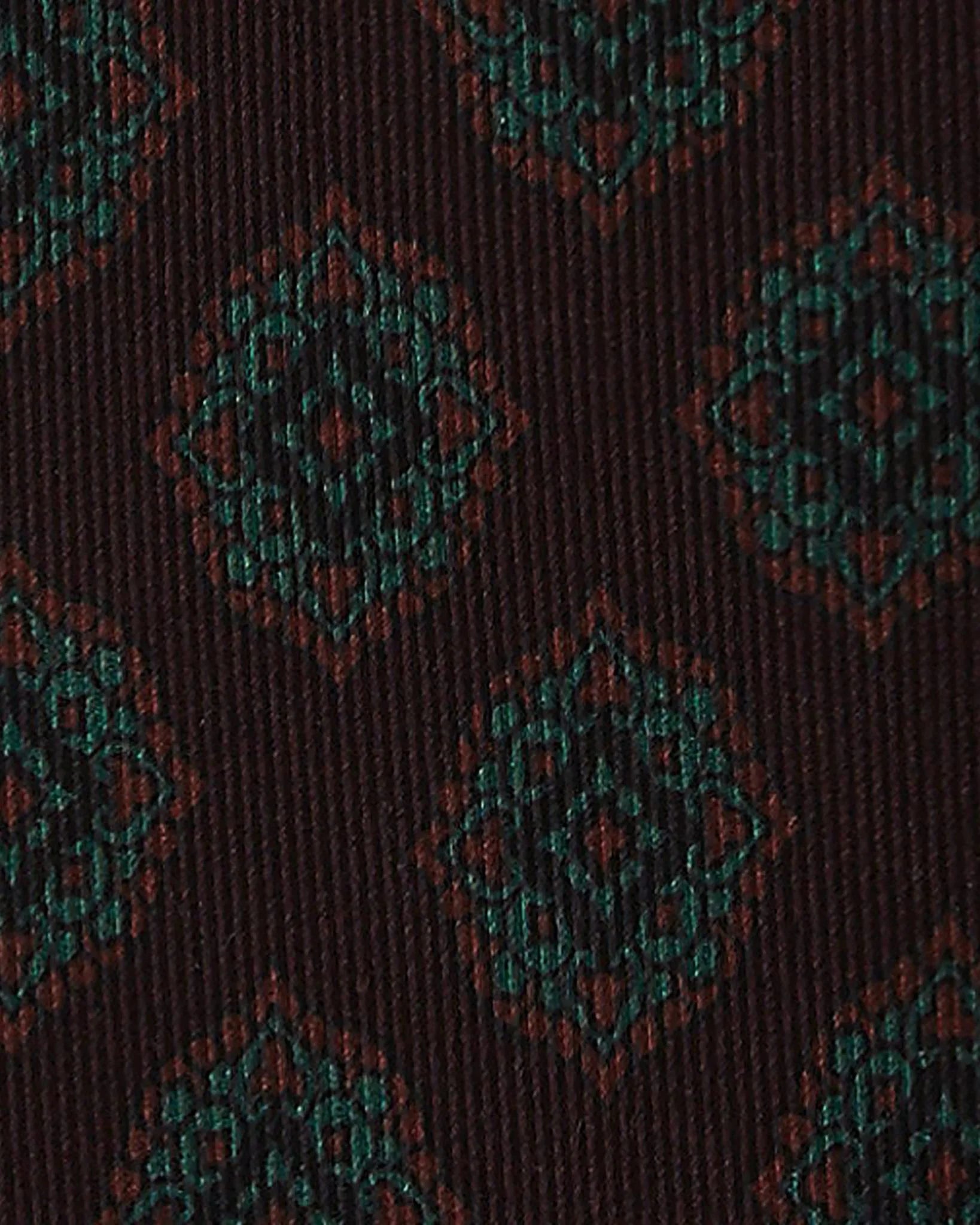 Viola Milano - Medallion Floral SELFTIPPED SILK TIE - Eggplant