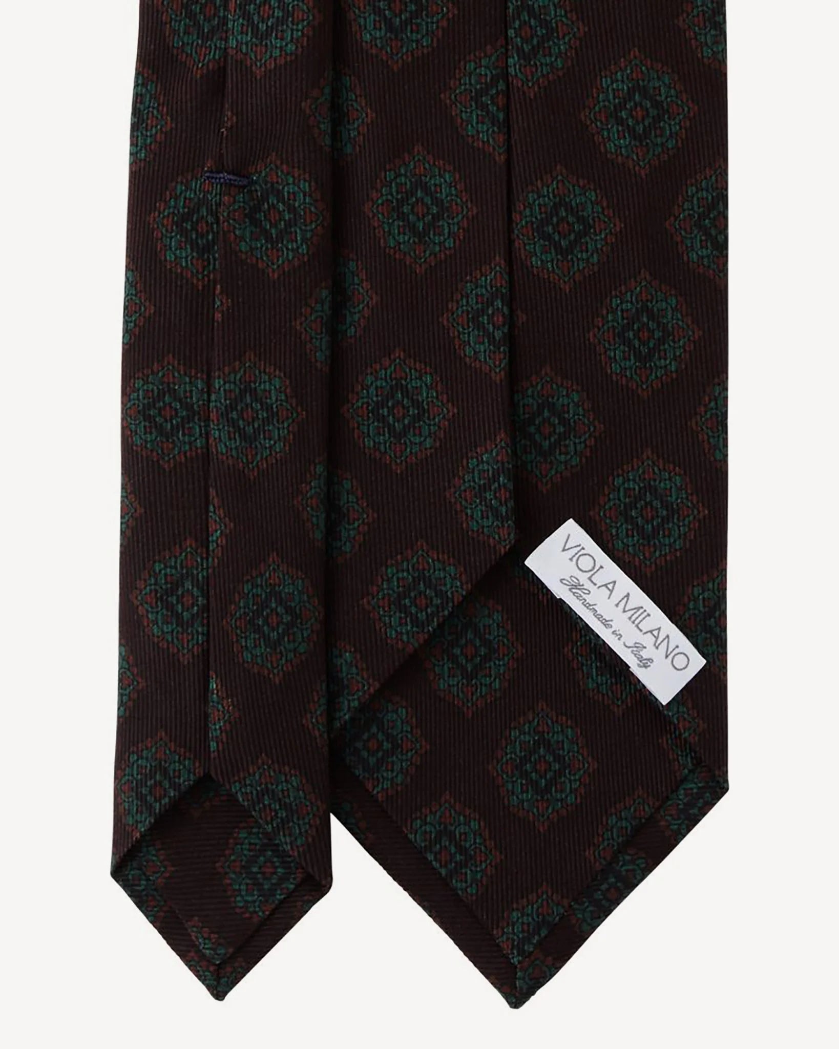 Viola Milano - Medallion Floral SELFTIPPED SILK TIE - Eggplant