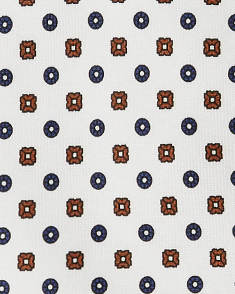 Viola Milano - Mixed Floral 3-fold Handprinted Untipped silk tie - White