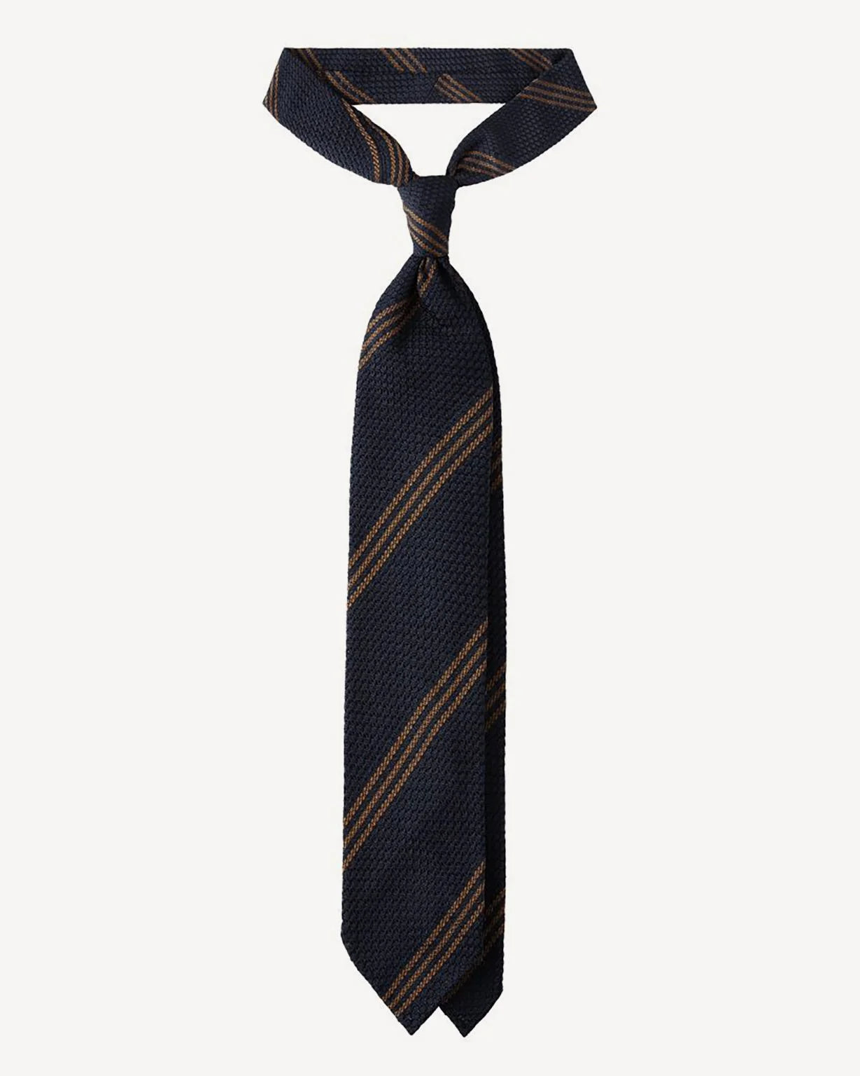 Viola Milano - Multi Stripe 3-fold Grenadine Tie - Navy/Brown