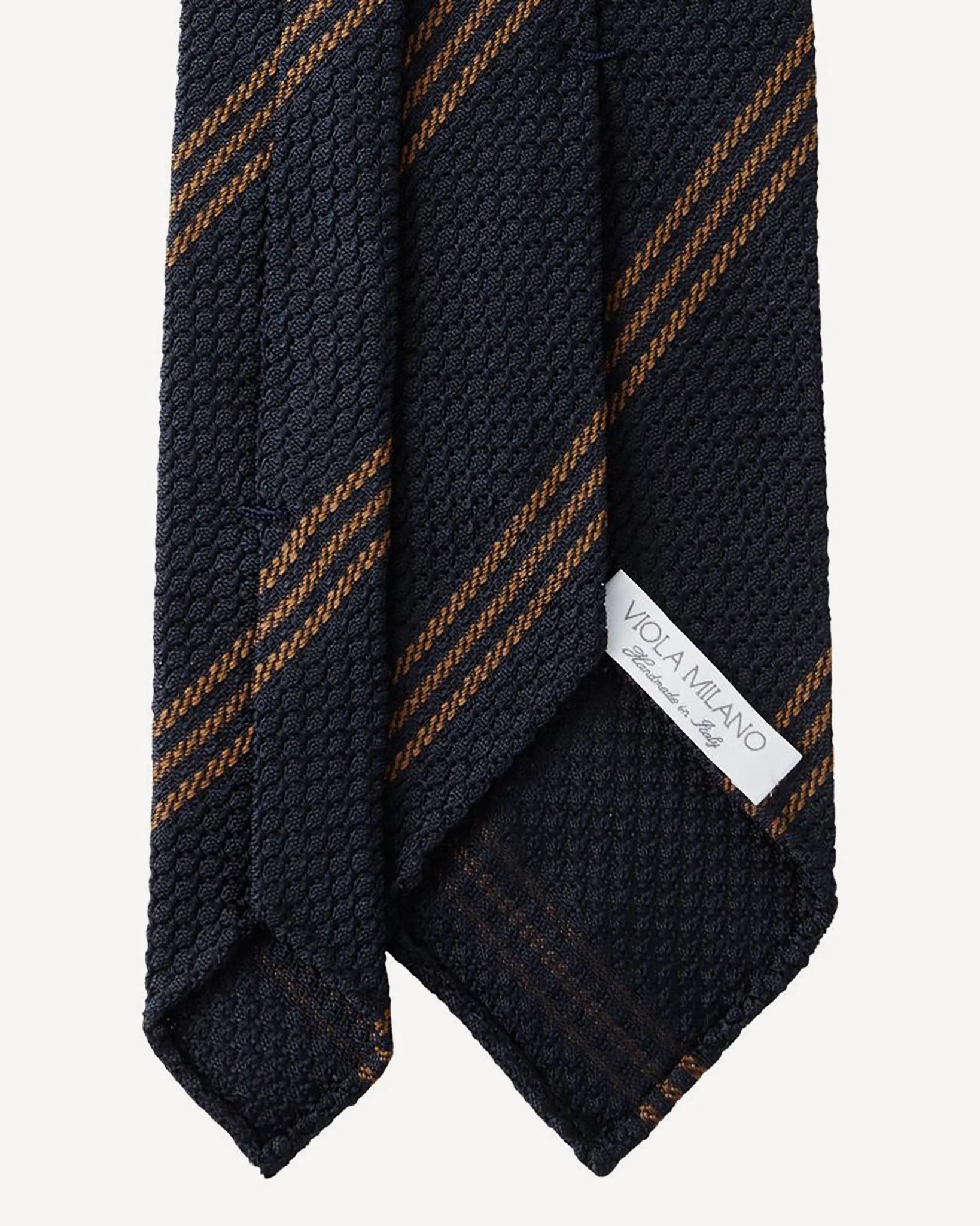 Viola Milano - Multi Stripe 3-fold Grenadine Tie - Navy/Brown