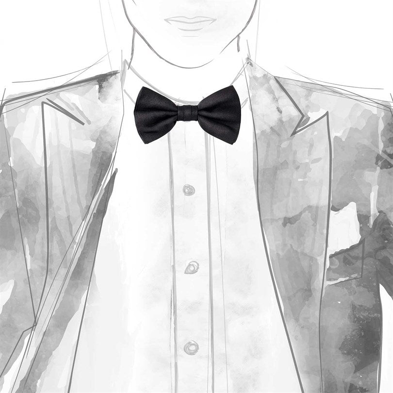 Rubinacci - Black Grosgrain Bow Tie - Knotted