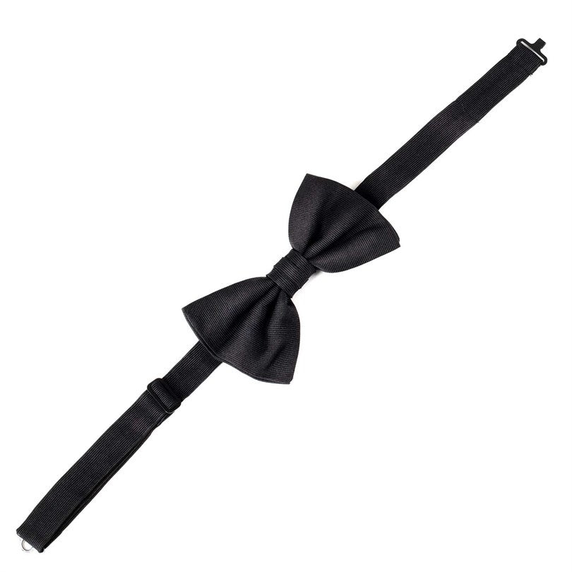 Rubinacci - Black Grosgrain Bow Tie - Knotted
