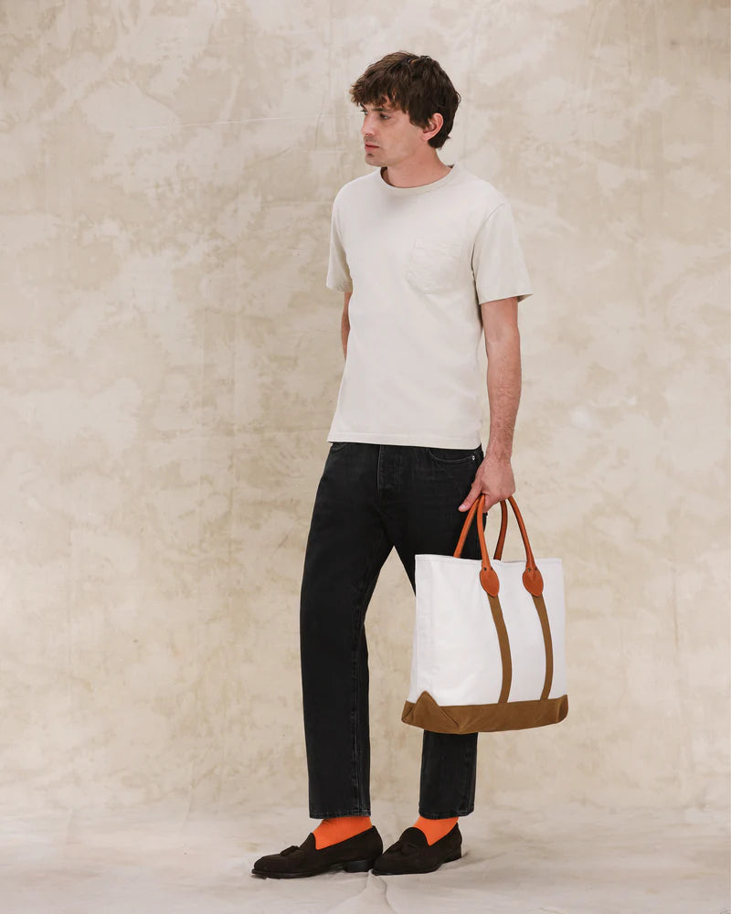 Fortela - Port Canvas Bag with Leather Handles - Offwhite