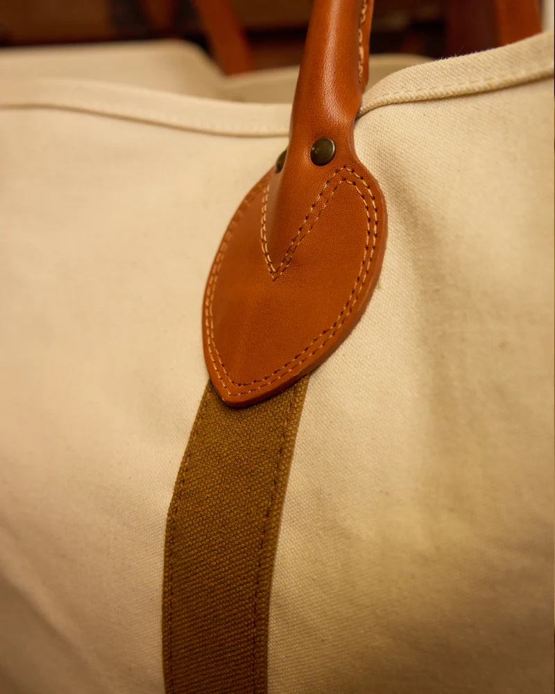 Fortela - Port Canvas Bag with Leather Handles - Offwhite