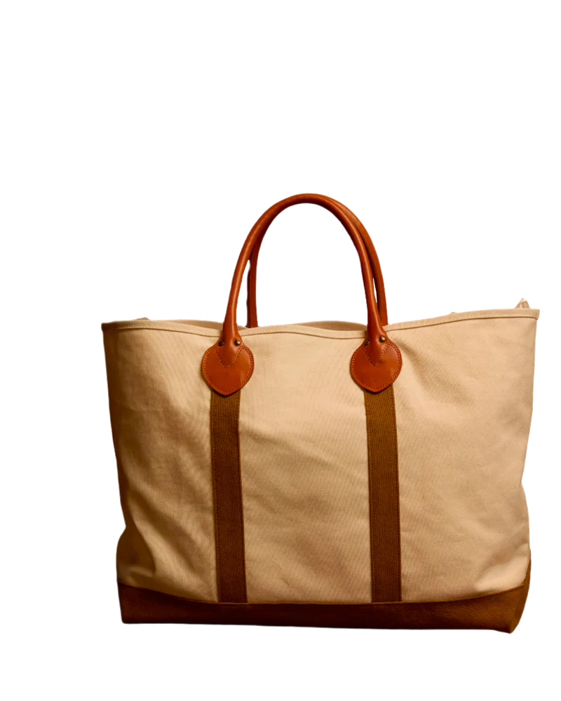Fortela - Port Canvas Bag with Leather Handles - Offwhite