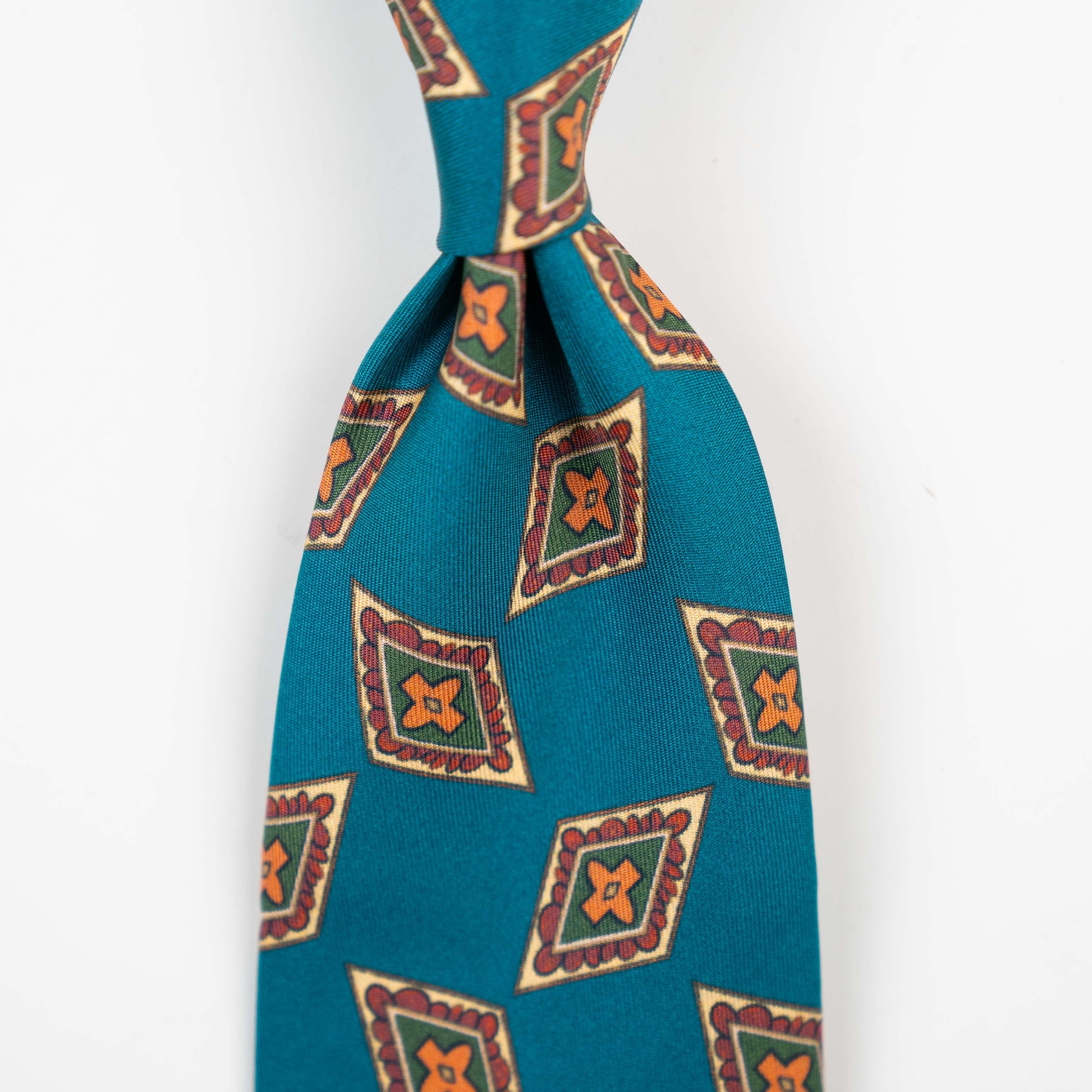 Spacca Neapolis - Teal / Green Motif Printed Ties