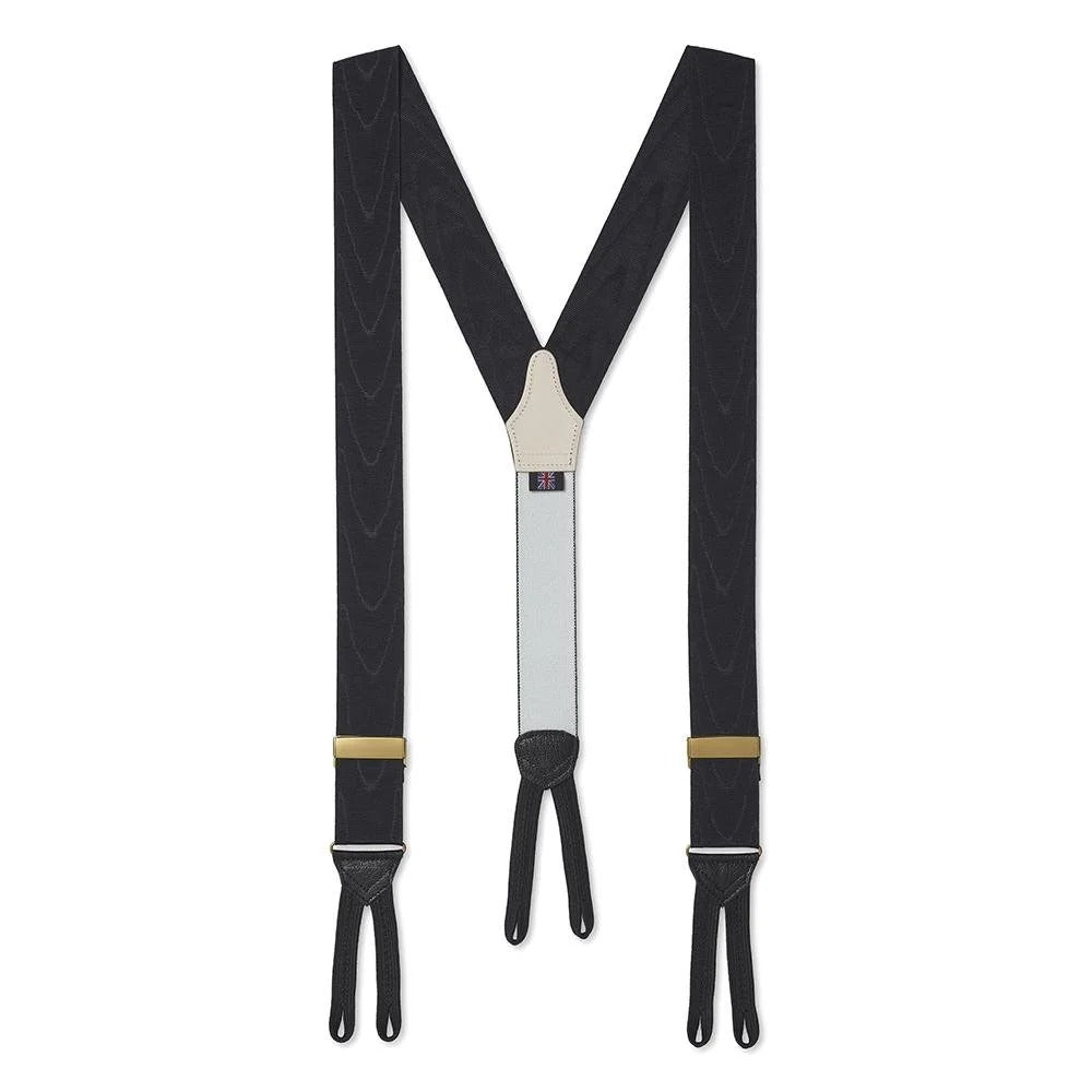 Benson & Clegg - Silk Moire Black Braces / Suspenders Benson & Clegg